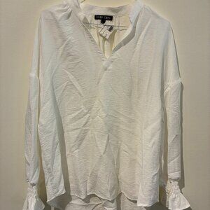 NWT Boho Chic White Tunic Top with Ruffled Sleeves - Women's L